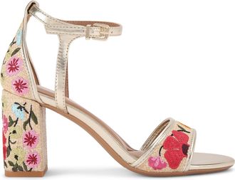 Kurt Geiger Womens Faryn Embroidery Sandals - Beige Fabric - Size UK 5