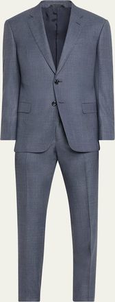Giorgio Armani Mens Micro-Squares Wool Classic Fit Suit