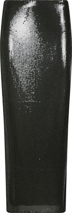 Patrizia Pepe Fitted Long Skirt with Subtle Back Slit and Shimmering Texture