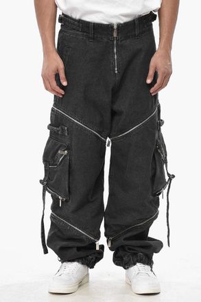 Off-white Jeans Cargo con Zip Trasversali e Polsino Elastico Off-White