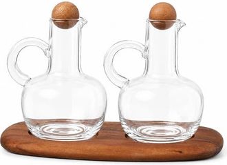 Be Home Oil & Vinegar Cruet Set with Acacia Tray in Brown at Nordstrom
