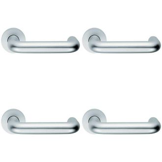 Loops 4x PAIR 22mm Round Bar Safety Lever on Round Rose DDA Compliant Satin Aluminium