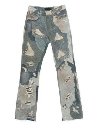Who Decides War by Ev Bravado distressed patchwork jeans - Blue