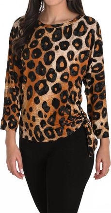 Frank Lyman Design Leopard Print Boat Neck Pullover In Cheetah