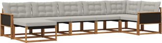 vidaXL Conjunto De Sof&aacute;s De Exterior 7 Uds. Natural Y Gris Claro Vidaxl