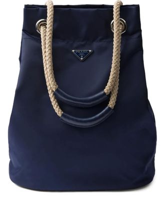 Prada Re-Nylon shopper met trekkoord - Blauw