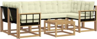 vidaXL Conjunto De Sof&aacute;s De Exterior 7 Uds. Blanco Y Crema Vidaxl
