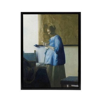 Artery8 Johannes Vermeer Woman Reading A Letter Framed Canvas Wall Art Print | Size: W24 x H32
