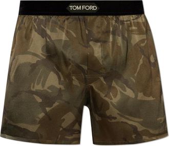 Tom Ford Satijnen boxershorts met logo - Heren - Onderbroek - Groen - S - Satijn - Ondergoed