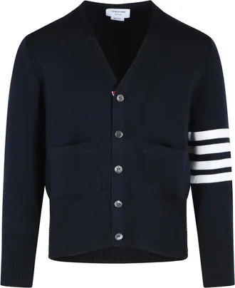 Thom Browne Milano 4 Bar Navy Virgin Wool Cardigan