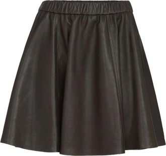 Brunello Cucinelli Rokken, Dames, Bruin, M, Leer, Nappa Leren Rok met Wijde Pijpen