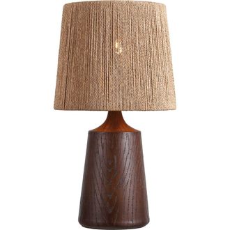 Jonathan Y Designs Highland Cottage Tapered Resin/Metal LED Table Lamp with Paper Rope Shade in Dark Brown Wood Finish at Nordstrom