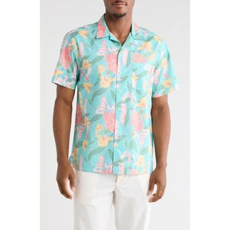 Brooks Brothers Leaf Short Sleeve Camp Shirt in Aqua at Nordstrom Rack, Size Xx-Large