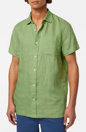 Scotch & Soda Short Sleeve Linen Button-Up Shirt in Pistachio at Nordstrom, Size Xx-Large