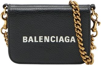 Balenciaga Black Leather Chain/Shoulder Wallet (Pre-Owned)