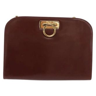 Ferragamo Pre-owned Vintage Gancini Chain Shoulder Bag - Dames - Pre-owned - Bruin - Maat: ONE Size Leer
