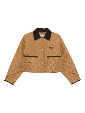 Prada quilted corduroy-collar jacket - Neutrals
