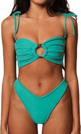 Montce Swim Binded Thong Bikini Bottom In Teal