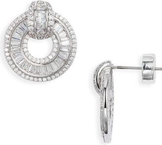 Nordstrom Cubic Zirconia Doorknocker Earrings in Clear- Silver at Nordstrom