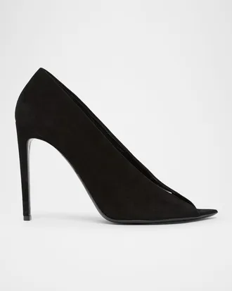 Valentino Garavani 105mm Open Toe Revele Suede Pumps