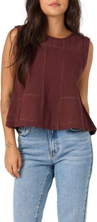 O'Neill Tasia Cotton Gauze Tank in Chocolate at Nordstrom, Size Xx-Large