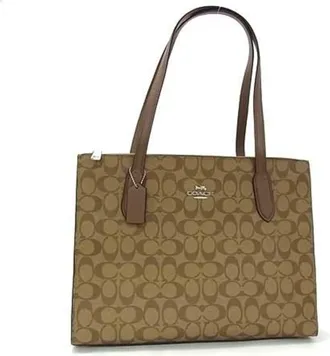 Coach Signature Brown Pvc Leather Handbag Shoulder Bag Tote Bag (Pre-Owned)