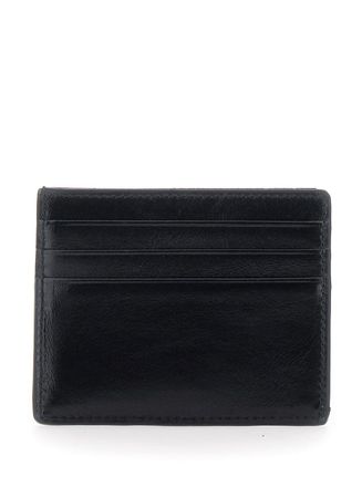 Versace Embossed Logo Lamb Leather Card Case - Black