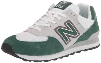 New Balance Mens 574 V1 Core Sneakers, Nightwatch Green/Light Aluminum, 12.5 Wide Women/11 Men