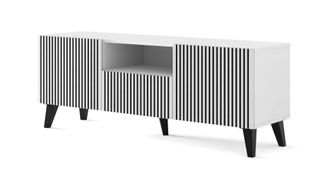 AC-D&eacute;co Ac-deco - Mueble De Tv Ravenna F 150 Cm 2d1s Blanco / Negro Con Patas Negras