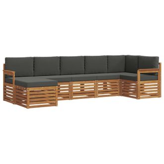 vidaXL Conjunto De Sof&aacute; Seccional Con Coj&iacute;n 7 Pcs Natural Y Antracita Vidaxl