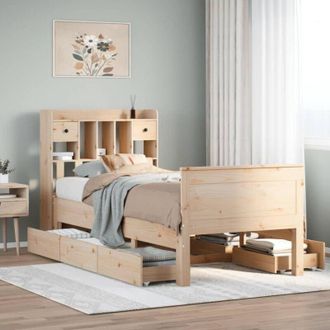 vidaXL Cama Con Estanter&iacute;a Sin Colch&oacute;n Madera Maciza De Pino 75x190 Cm Vidaxl