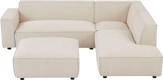 VENTE-UNIQUE.COM Sof&aacute; rinconera terciopelo 7 plazas beige 256x231cm