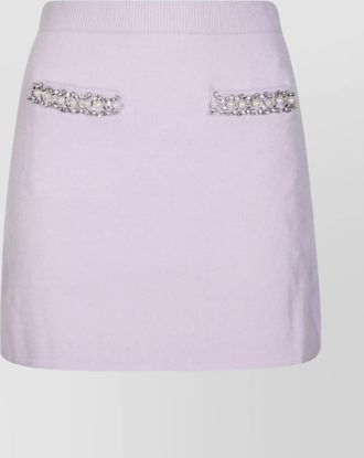 Self Portrait crystal-embellished knit mini skirt
