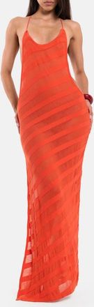 Jaded London Noir Knit Maxi Dress in Coral at Nordstrom, Size X-Large