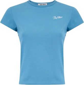 The Attico Logo Geborduurd T-shirt - Dames - T-shirts - Blauw - XS - Katoen - Tops