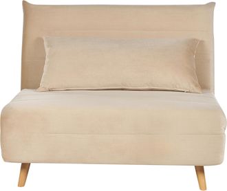 Beliani Sof&aacute; De Terciopelo Moderno De 1 Asiento Cama Individual Con Coj&iacute;n Gris Claro Setten