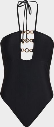 Ramy Brook Lorena Chain Halter One-Piece Swimsuit
