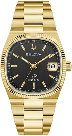 Bulova Super Seville Goldtone Bracelet Watch, 37.5mm in Black/Gold-Tone at Nordstrom