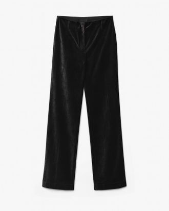 Forte_Forte Womens Stretch Velvet Flared Trousers In Noir Black