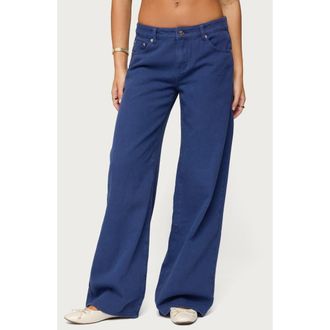 Edikted Daytime Low Rise Wide Leg Jeans in Navy at Nordstrom, Size X-Small