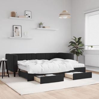vidaXL Vidaxl - Sof&aacute; Cama Nido Con Cajones Terciopelo Negro 80x200 Cm