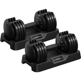Yaheetech Homevive Mancuernas Ajustables 5 En 1 Pesas De Ajuste R&aacute;pido En 1 Segundo De 2 Kg A 12 Kg Para Gimnasio En Casa Negro