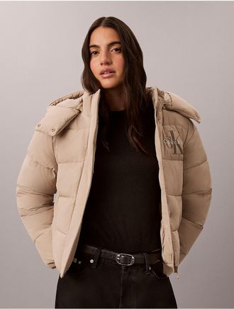 Calvin Klein Jeans Calvin Klein Womens Matte Monologo Puffer Jacket - Brown - XL