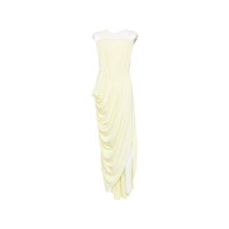 Stella McCartney Stella McCartney, Maxi Dresses, female, Yellow, Size: S Draped Asymmetric Hem Side Slit Dress