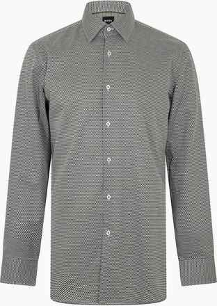 HUGO BOSS Mens Hank Kent Oxford Shirt, Comfortable Regular Fit - Green - Size: 17.5 inch