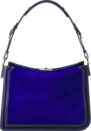 Lanvin Compagnon Medium Asymmetrical Bag In Suede in Blue at Nordstrom