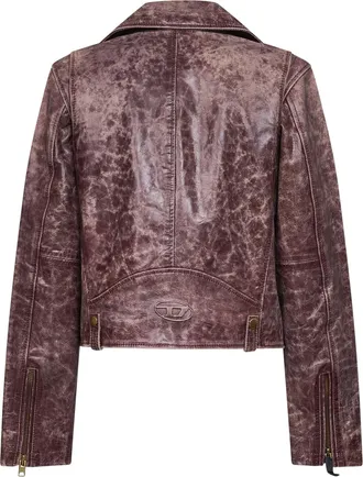 Diesel Womens Leather Biker Jacket L-Unatic-T1 Brown Calf Bomber