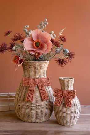 Kalalou Set Of Two Twisted Paper Vases With Bows