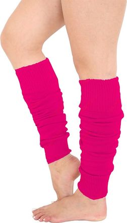 Generic Womens Girls Ribbed Knitted Neon Leg Warmers Ultra Soft 1980s Dance Legwear Fancy Dress Party Accessories - Ladies Stretchy Leg Warmers For Sports Yog