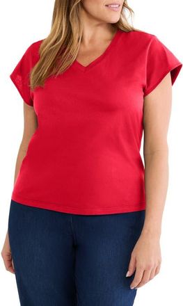 Nic+Zoe Cap Sleeve Cotton T-Shirt in True Red at Nordstrom, Size 1 X